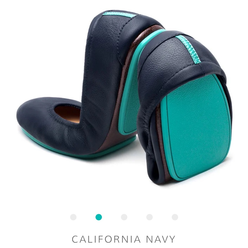 Tieks California Navy and Teal Flats